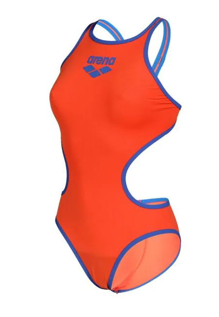 Costume Arena Donna BIG LOGO Floreale fluo red blue